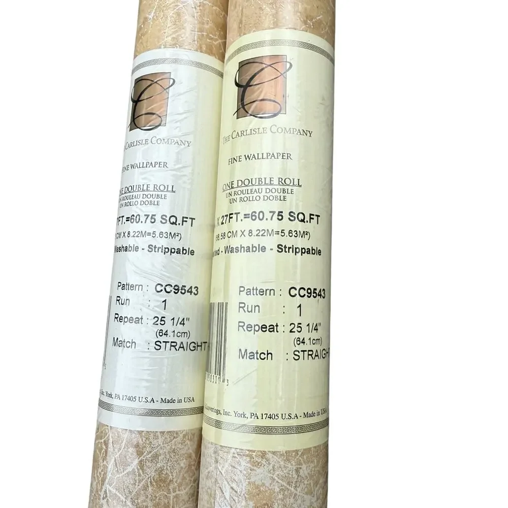 Carlisle Company Wallpaper Beige White Crackle Style CC9543 One Roll NEW 9 yards